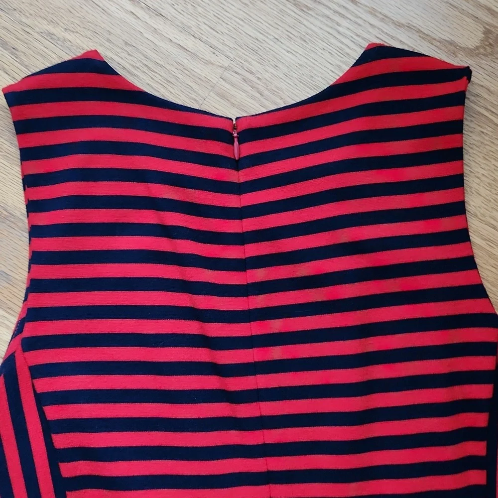 J. Crew size XS sleeveless dress, striped navy/ red - Picture 6 of 12